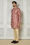 Samyukta Singhania_Brown Cotton Silk Print Blooming Flower Floral Bundi _Online_at_Aza_Fashions