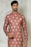 Shop_Samyukta Singhania_Brown Cotton Silk Print Blooming Flower Floral Bundi _Online_at_Aza_Fashions