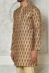 Shop_Samyukta Singhania_Beige Cotton Silk Print Spike Mandala Kurta Set_Online_at_Aza_Fashions