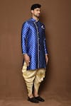 Buy_Aryavir Malhotra_Blue Sherwani Raw Silk Floral With Patiala