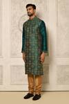 Naintara Bajaj_Blue Kurta Embroidered Dhupion Feather Pattern With Pyjama _at_Aza_Fashions
