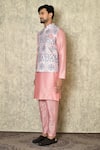 Buy_Samyukta Singhania_Pink Cotton Silk Printed Mughal Bundi And Kurta Set