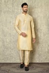 Aryavir Malhotra_Beige Cotton Silk Full Sleeve Solid Kurta _at_Aza_Fashions