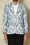 Naintara Bajaj_White Cotton Linen Printed Floral Spring Blazer For Men_Online_at_Aza_Fashions