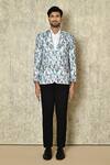 Buy_Naintara Bajaj_White Cotton Linen Printed Floral Spring Blazer For Men_Online_at_Aza_Fashions