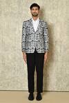 Buy_Naintara Bajaj_White Cotton Linen Printed Floral Single Breasted Blazer For Men_Online_at_Aza_Fashions