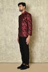 Shop_Naintara Bajaj_Red Jacquard Silk Woven Floral Jaali Pattern Bandhgala_Online_at_Aza_Fashions