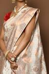 Buy_Nazaakat by Samara Singh_White Silk Woven Floral Vine Border Saree_Online_at_Aza_Fashions