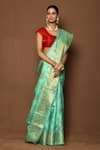 Buy_Samyukta Singhania_Green Silk Woven Foliage Pattern Saree _Online_at_Aza_Fashions