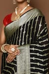 Buy_Samyukta Singhania_Black Georgette Woven Stripe Stiped Saree _Online_at_Aza_Fashions