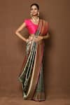 Buy_Nazaakat by Samara Singh_Grey Banarasi Katan Woven Floral Saree_Online_at_Aza_Fashions