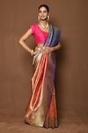 Buy_Nazaakat by Samara Singh_Orange Banarasi Katan Woven Floral Bel Saree_Online_at_Aza_Fashions