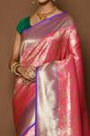 Shop_Nazaakat by Samara Singh_Pink Banarasi Katan Woven Floral Geometric Pallu Saree_Online_at_Aza_Fashions
