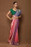 Buy_Nazaakat by Samara Singh_Pink Banarasi Katan Woven Floral Geometric Pallu Saree_Online_at_Aza_Fashions