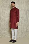 Buy_Naintara Bajaj_Maroon Kurta Cotton Blend Solid Set _Online_at_Aza_Fashions