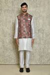 Naintara Bajaj_Red Cotton Bundi And Full Sleeve Kurta Set_at_Aza_Fashions
