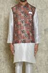 Shop_Naintara Bajaj_Red Cotton Bundi And Full Sleeve Kurta Set