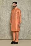 Buy_Naintara Bajaj_Peach Cotton Silk Plain Kurta And Churidar Set