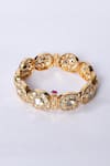 Zevar By Geeta_Gold Plated Diamonds, Crystals Kundan Brass Embellished Kada _at_Aza_Fashions