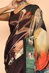 Buy_Nazaakat by Samara Singh_Brown Jute Silk Printed Digital Saree_Online_at_Aza_Fashions