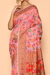 Shop_Naintara Bajaj_Pink Cotton Embroidered Woven Saree_Online_at_Aza_Fashions