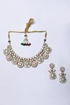 Buy_Zevar By Geeta_Gold Plated Stones, Diamonds Floral Kundan Embellished Necklace Set _Online_at_Aza_Fashions