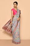 Buy_Naintara Bajaj_Blue Cotton Woven Saree_Online_at_Aza_Fashions