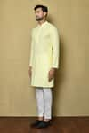 Shop_Aryavir Malhotra_Yellow Cotton Chikankari Embroidered Thread Full Sleeve Kurta And Pant Set _Online_at_Aza_Fashions