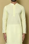 Aryavir Malhotra_Yellow Cotton Chikankari Embroidered Thread Kurta And Pant Set _at_Aza_Fashions