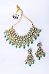 Buy_Zevar By Geeta_Gold Plated Stones, Pearls Mughal Pattern Kundan Embellished Necklace Set _Online_at_Aza_Fashions
