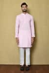 Buy_Aryavir Malhotra_Pink Cotton Chikankari Embroidered Thread Kurta And Pant Set _Online_at_Aza_Fashions