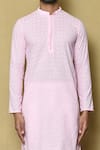 Buy_Aryavir Malhotra_Pink Cotton Chikankari Embroidered Thread Kurta And Pant Set 