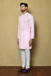 Buy_Aryavir Malhotra_Pink Cotton Chikankari Embroidered Thread Work Kurta And Pant Set _Online_at_Aza_Fashions