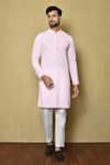 Buy_Aryavir Malhotra_Pink Cotton Chikankari Embroidered Thread Work Kurta And Pant Set _at_Aza_Fashions