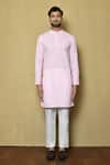 Buy_Aryavir Malhotra_Pink Cotton Chikankari Embroidered Thread Kurta And Pant Set _Online_at_Aza_Fashions