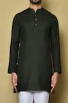 Buy_Aryavir Malhotra_Black Cotton Silk Plain Short Straight Kurta _Online_at_Aza_Fashions