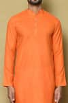 Aryavir Malhotra_Orange Cotton Silk Solid Kurta _at_Aza_Fashions