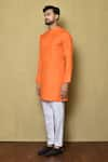 Buy_Aryavir Malhotra_Orange Cotton Silk Solid Kurta _Online_at_Aza_Fashions