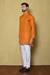 Shop_Aryavir Malhotra_Orange Cotton Silk Plain Short Mandarin Collar Kurta _Online_at_Aza_Fashions