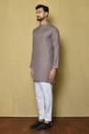 Buy_Aryavir Malhotra_Grey Cotton Silk Plain Full Sleeve Short Kurta _Online_at_Aza_Fashions