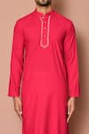 Buy_Samyukta Singhania_Pink Cotton Mandarin Collar Kurta Set _Online_at_Aza_Fashions