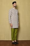 Buy_Samyukta Singhania_Multi Color Viscose Chikankari Mughal Kurta And Green Pant Set 