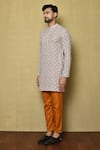 Samyukta Singhania_Multi Color Viscose Chikankari Floral Kurta And Orange Pant Set _at_Aza_Fashions