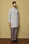 Buy_Samyukta Singhania_Off White Viscose Chikankari Tree Kurta And Purple Pant Set 