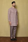 Buy_Samyukta Singhania_Purple Viscose Chikankari Floral Kurta And Pant Set 