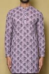 Samyukta Singhania_Purple Viscose Chikankari Printed And Embroidered Floral & Short Kurta _at_Aza_Fashions