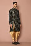 Arihant Rai Sinha_Green Silk Embroidery Geometric Print Kurta Set _at_Aza_Fashions