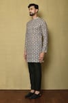 Buy_Samyukta Singhania_Grey Viscose Chikankari Printed And Embroidered Botanical & Short Kurta _Online_at_Aza_Fashions