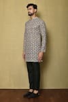 Samyukta Singhania_Grey Viscose Chikankari Floral Tree And Kurta Set _at_Aza_Fashions