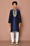 Buy_Petite Pomme_Blue Silk Embroidery Placket Straight Kurta Set_Online_at_Aza_Fashions